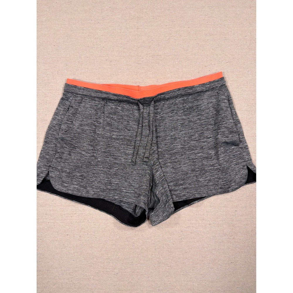 Old Navy Active Go-Dry Gray Space Dye Shorts Coral Waistband Womens Size M